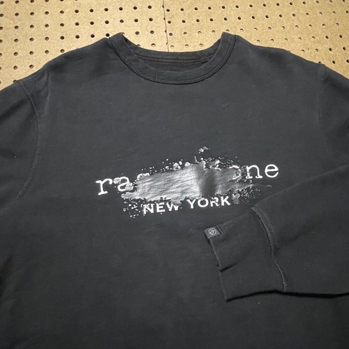 Rag & Bone New York Graffiti Paint Splatter Crewneck Sweater Black Large Men - Picture 3 of 9
