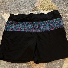 Vintage Beach Gear Mens Mesh Lined Blue Purple 80s Print Swim Trunks Size XL