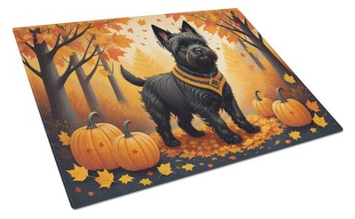 NEW Black Cairn Terrier Fall Glass Cutting Board Decorative Tempered Glass