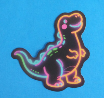 Bright Colorful Neon Dinosaur Sticker 2'' x 2.18'' (AY)