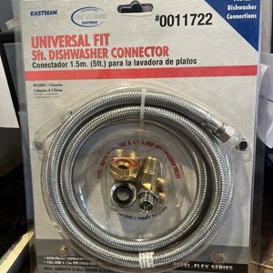 Eastman 8' (2.4m) Stainless Steel Dishwasher Connector Hose