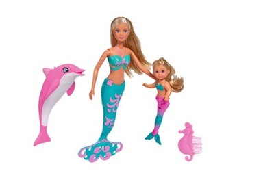 STEFFI LOVE Simba 105733336 105733336 Mermaid and Evi 12 cm Doll Steffi Model an