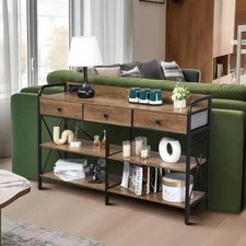 Sofa Hallway Console Table with USB Power Outlet for Entryway & Drawer Shelves