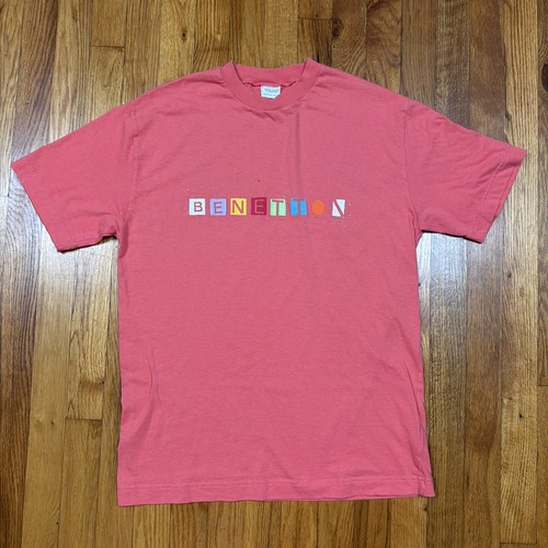 Benetton, VTG 90s United Colors Of Benetton T Shirt Mens M Red 100% Cotton Made in Italy