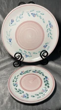 Caleca Pink Garland Dinner Plate 11” Hand Painted in Italy & 8 “ Salad Plate