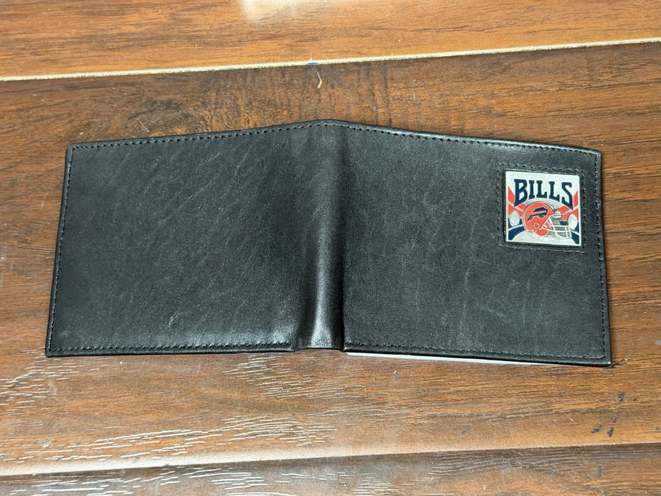 Buffalo Bills Leather Bi-fold Wallet Red Helmet Pewter Logo Siskiyou Sports New - Image 3 of 4
