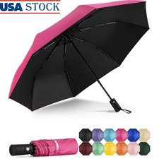 Compact Windproof Travel Umbrella Auto Open Close UV Protection For Backpack New