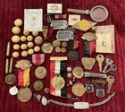 Vtg US Military Medals Pins/Insignia Collection WWII More Sterling Bracelet Lot