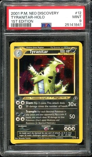 PSA 9 1st Edition Tyranitar Holo 12/75 Neo Discovery Pokemon Card 2001 TCG WOTC