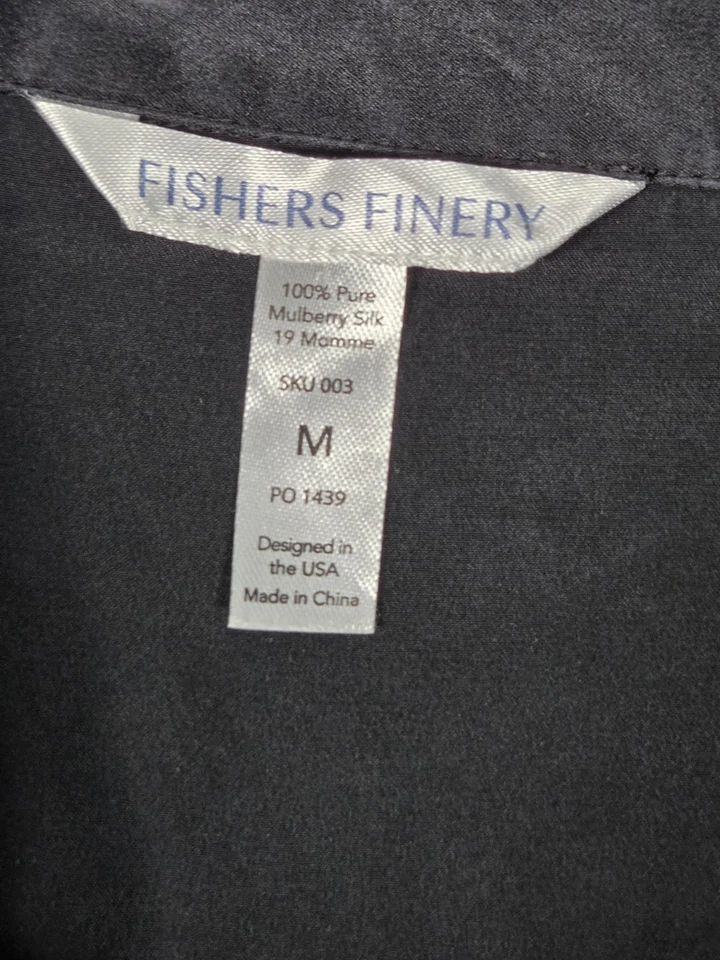 Top de pijama negro con botones 100 % seda morera Eileen Fisher para mujer M Foto 3 de 4