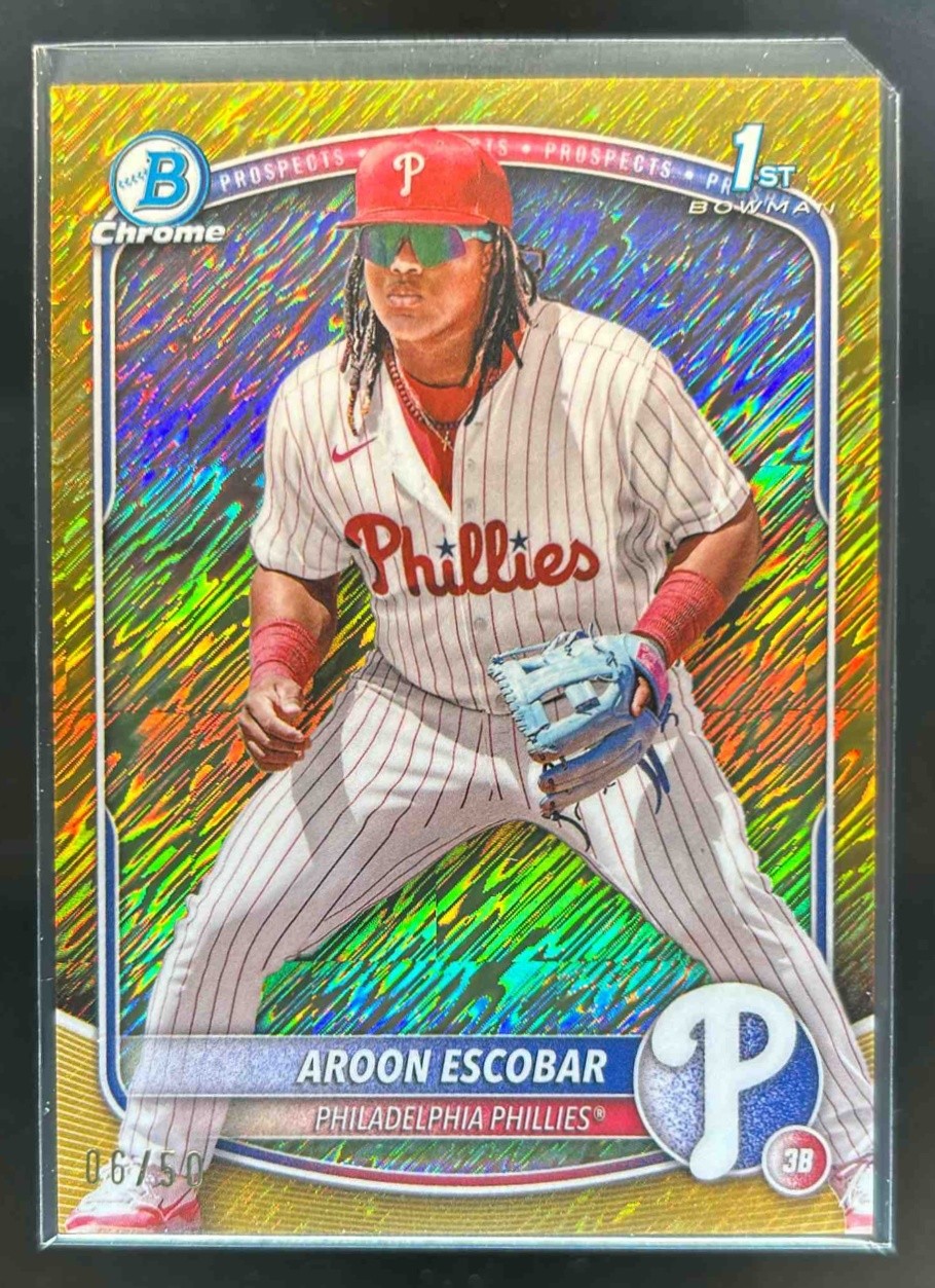 2025 Bowman Aroon Escobar Chrome Gold Shimmer Refractor 1st Prospect #6/50
