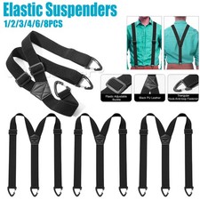 lot 1/2/4/8PC Elastic Suspenders for Men Trouser Pants Braces Strap Work Belt