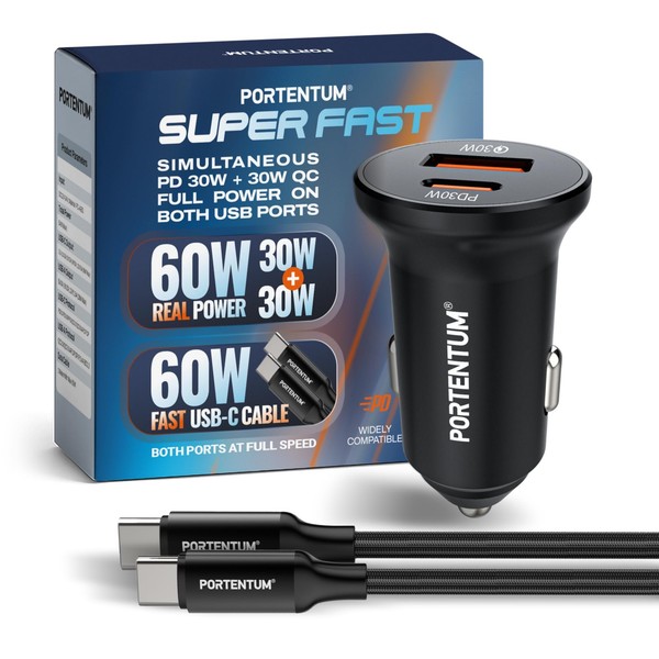 ZigarettenanzüNder Usb C 60W Auto LadegeräT + 60W Kabel, Portentum, Qc 30W-image
