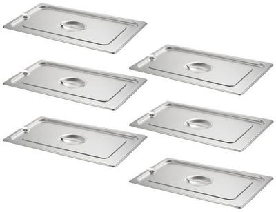 6-Pack Full Size Slotted Steam Table Pan Covers with Handle, NSF Certified 18...