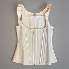 Women  s Nude Waist Trainer Corset Vest Shape Wear Size M Zipper  Hooks