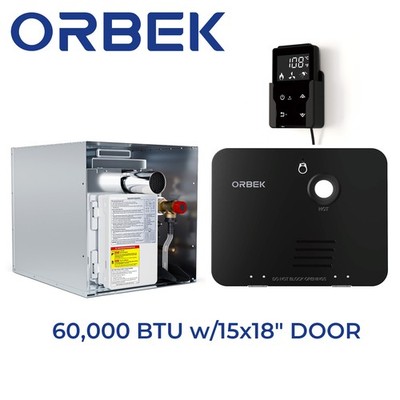 ORBEK 60,000 BTU Propane RV Tankless Water Heater Up to 3.5 GPM w/ 15''x18'' DOOR
