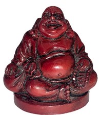 Small Carved Wood Happy Laughing Buddha Budai 2"
