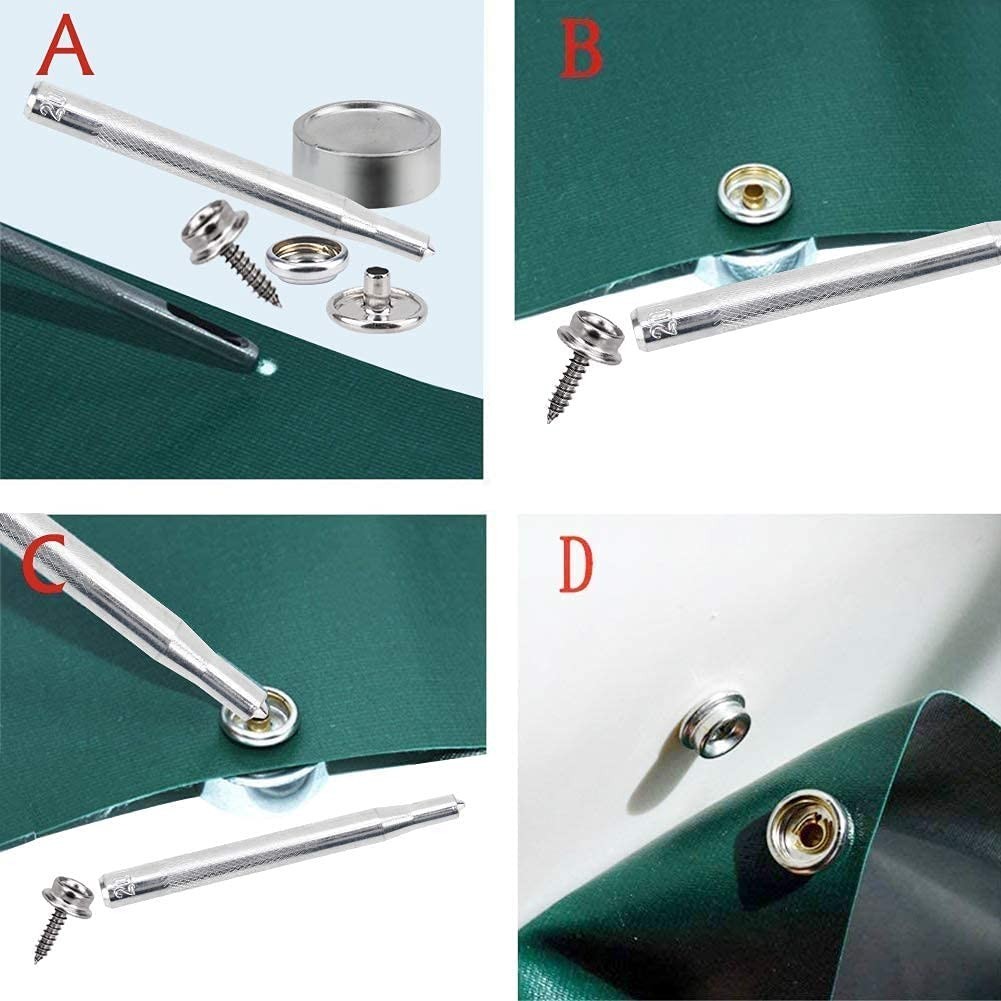 150 PCS Canvas Snap Kit Tool, Metal Screws Snaps Marine Grade 3/8" Socket Sta...