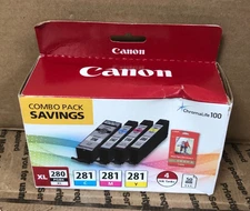 NEW! Canon 280XL Pigment Black & Canon 281 Cyan Magenta Yellow Ink 2021C006 [AA]
