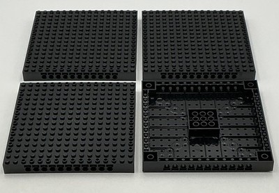 Lego 4 New Black Technic Bricks 16 x 16 x 1 1/3 with Holes 5 x 5 Inches