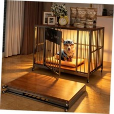 Walnut Foldable Dog Crate - 31.5" x 22.0"W x 24.5"H - Medium