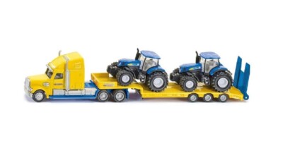 Siku 1805 Freightliner Semi-Truck with 2 New Holland Tractors 1/87 HO Die-cast