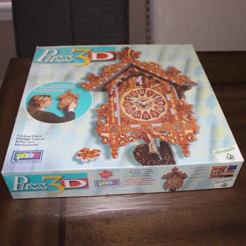 new sealed 2001 Wrebbit PUZZ 3D Cuckoo Clock real working clock 247 pcs puzzle - Picture 2 of 7