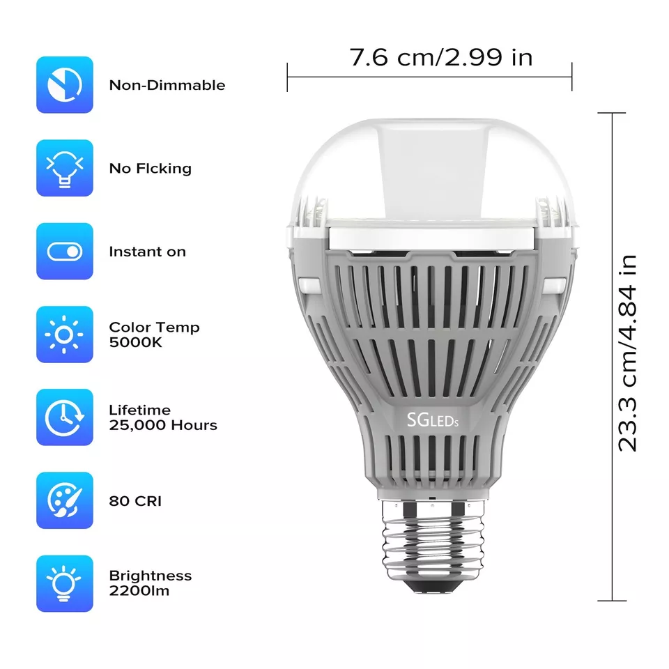 SANSI 200W Equiv. LED Light Bulb 5000K 2200LM Energy Saving E26 Lamp Bulb 4 pcs - Image 4 of 4