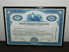 VINTAGE 1952 NEVADA TUNGSTEN CORPORATION NICELY  FRAMED SOUVENIR