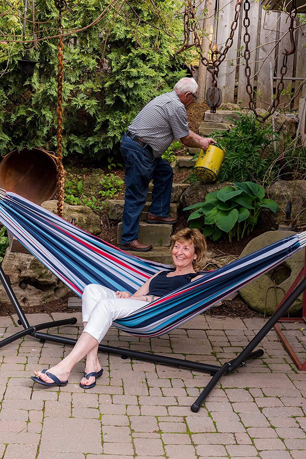 Unionline Double 2 People Outdoor Rainbow Fabric Hammock With Space Saving For Sale Online Ebay