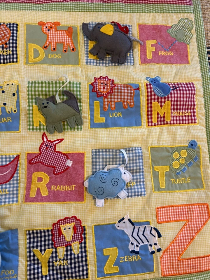 Pottery Barn детский стеганный настенный декор с алфавитом животных для детской комнаты гингха - Изображение 4 из 4