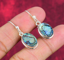 Abalone Shell Gemstone Handmade 925 Sterling Silver Earrings Jewelry