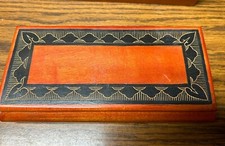 Wooden Box W/Hinged Lid And Border Inlay 7" 3.5" Redish W/Tonal Color