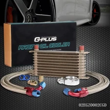 10 Row AN10 Universal Aluminum Transmission Engine Oil Cooler+Filter Adapter Kit