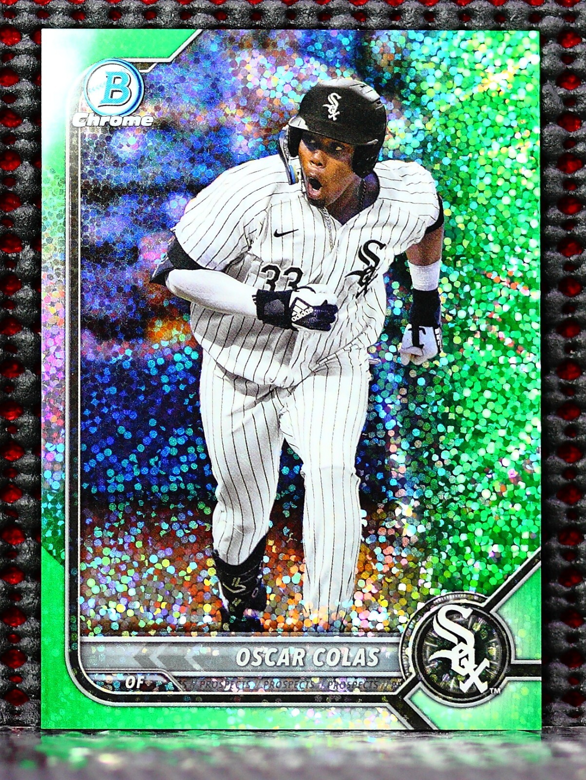 OSCAR COLAS  -  2022 BOWMAN CHROME DRAFT GREEN SPARKLE REFRACTOR #BDC51