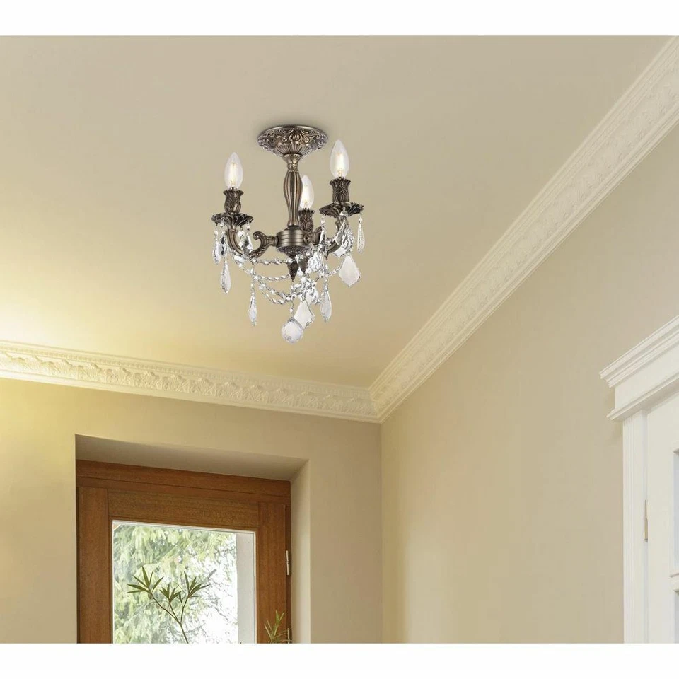 Kitchen 3 Light Fixture Pewter Color Dining Room Lighting Bathroom Chandelier - Image 2 of 4