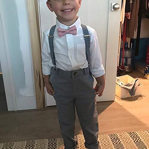 kids Boys Silk Bow Ties - Baby Pre Tied Solid Color Adjustable Bowtie Pink - Picture 5 of 7