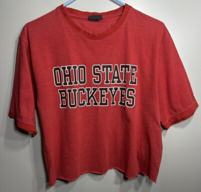 Ohio State Buckeyes Pro edge Short Sleeve Red TShirt Large Vintage Cut Off Crop