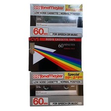 Tone Master Tape Lot Of 3 60 Minute NEW SEALED Blank Cassette Tapes CVS Vintage