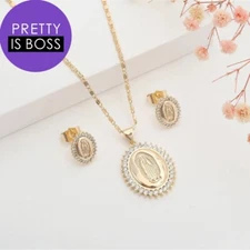 Virgen de Guadalupe Set Gold Plated Oro Laminado 