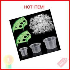 300pcs Tattoo Ink Caps with 2 Cups Holders - Moricher 100 Small 100 Medium 100 L