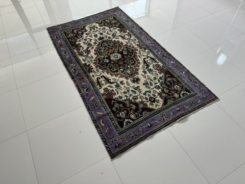 Vintage Oriental Hand Knotted Rug, 4x7 Floral Turkish Oushak Rug, - Picture 3 of 10