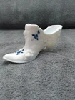 Fenton Milk Glass Slipper Hand Painted Blue Flowers Elizabeth Pattern S Jackson