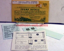 HO~Decals~Champ~HR-190~Pacific Fruit Express/PFE~UP-SP~Refrigerator Car~1950-60s