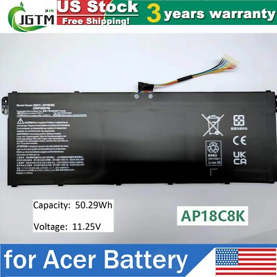 Original Acer Akku Für Aspire 5 A515-52K – 50,29Wh, 11,25V, Typ AP18C8K, 100% Kompatibel