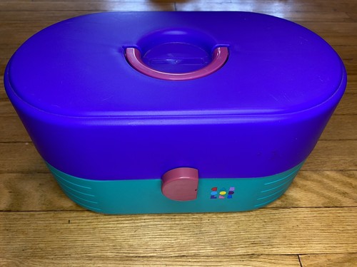VTG 90s Kidz Caboodles Makeup Case Cosmetic Mirror Teal and Purple USA Perfect!