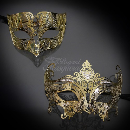 Metal Masquerade Mask, Couples masquerade Mask, Couple Masquerade Ball Masks - Picture 2 of 17