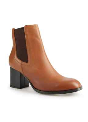 Freemans Blockabsatz Hellbraun Leder Stiefeletten UK 5 Eu 38 (F526)