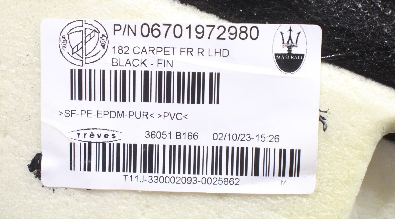 2023 - 2024 MASERATI GRECALE FRONT RIGHT SIDE CARPET COVER LINER MAT TRIM OEM