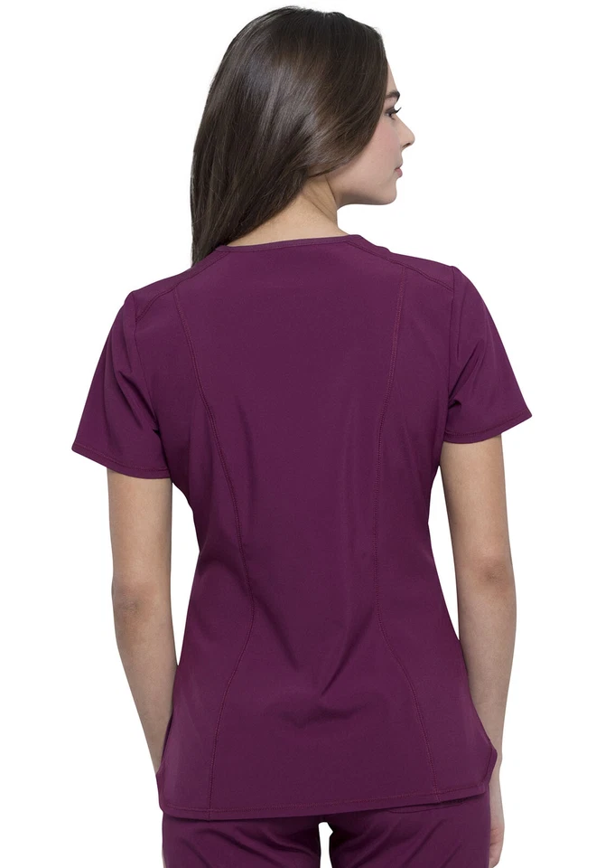 Cherokee Scrubs V Neck Top CK865A WNPS Wine Free Shipping - Image 2 of 4